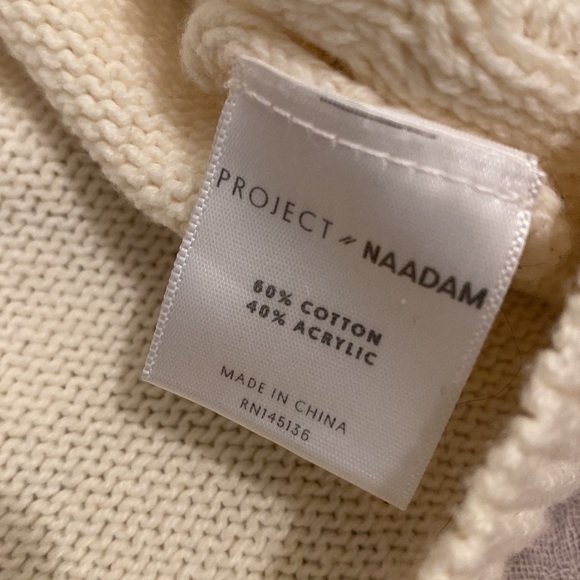 Project Naadam Cream Ruffle Cable Knot Sweater. Size Xs - Picture 7 of 8